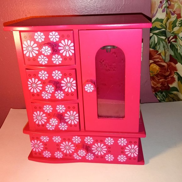PINK & WHITE GIRLS 4 DRAWER JEWELRY BOX FOR RINGS, NECKLACES AND STUFF - Picture 7 of 7